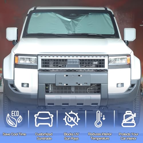 Qiosreui Front Windshield Sunshade for Land Cruiser Prado 250 2024-2025 Windshield Sun Shade Sun Visor UV Blocker Privacy Protector Custom Sunscreen Heatshield Keep Your Car Cooler Resilient & Expeditious - Image 4