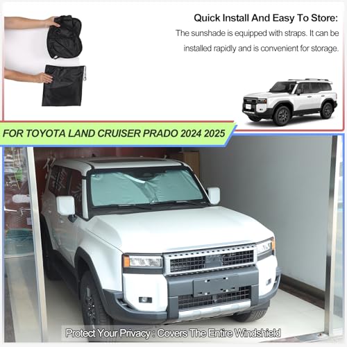 Qiosreui Front Windshield Sunshade for Land Cruiser Prado 250 2024-2025 Windshield Sun Shade Sun Visor UV Blocker Privacy Protector Custom Sunscreen Heatshield Keep Your Car Cooler Resilient & Expeditious - Image 2