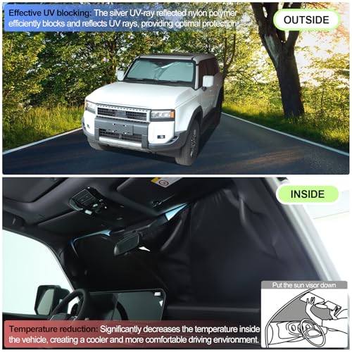 Qiosreui Front Windshield Sunshade for Land Cruiser Prado 250 2024-2025 Windshield Sun Shade Sun Visor UV Blocker Privacy Protector Custom Sunscreen Heatshield Keep Your Car Cooler Resilient & Expeditious - Image 5