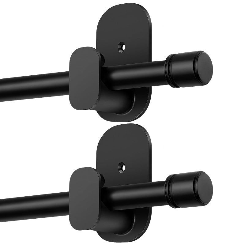 HOTOZON Curtain Rods No Drilling 2 Pack 32 to 86 Inch, HOTOZON 5/8 Inches No Drill Curtain Rods for Windows 55 to 82 Inches(4.5-6.8 ft), Renter Friendly Drapery Rod for Lightweight Curtains, Black - Image 1