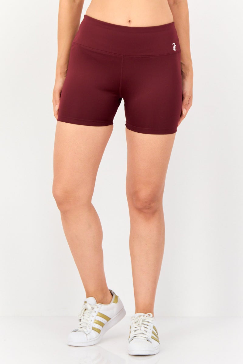 Juicy Couture Women Sportswear Fit Training Shorts, Wine Purple - Image 1