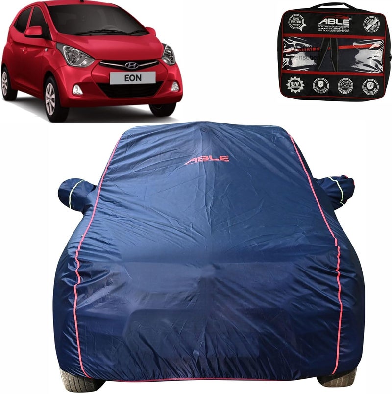 ABLE غطاء جسم السيارة القابل للغسل باللون الأزرق من سلسلة WR مع جيوب للمرايا وسحاب باب السائق متوافق مع هيونداي EON (من 2011 حتى الآن) - Image 1