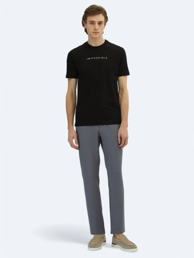 Kip Black Printed Crew Neck 100% Cotton T-Shirt