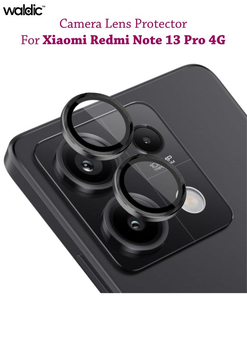 Waldic Xiaomi Redmi Note 13 Pro 4G Camera Lens Protector, Scratch-Resistant HD Clarity Ultra-Thin 9H Tempered Glass with Aluminium Edging, Individual Metal Lens Cover - Black  - Image 1