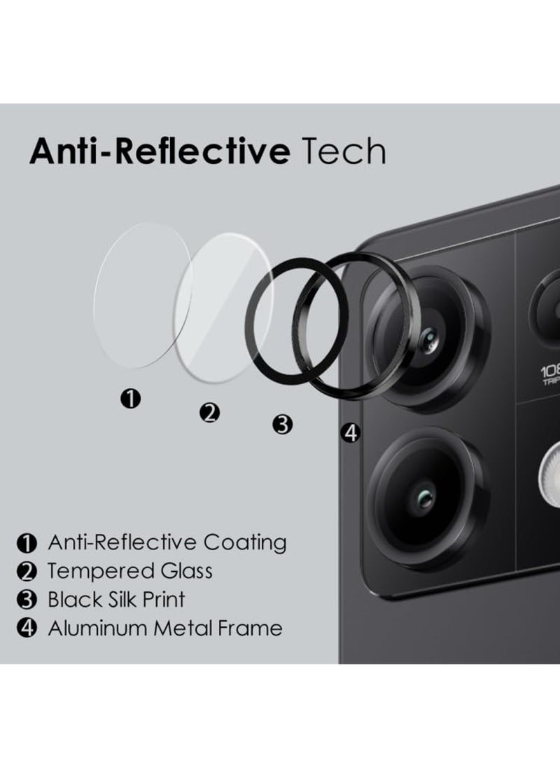 Waldic Xiaomi Redmi Note 13 Pro 4G Camera Lens Protector, Scratch-Resistant HD Clarity Ultra-Thin 9H Tempered Glass with Aluminium Edging, Individual Metal Lens Cover - Black  - Image 2