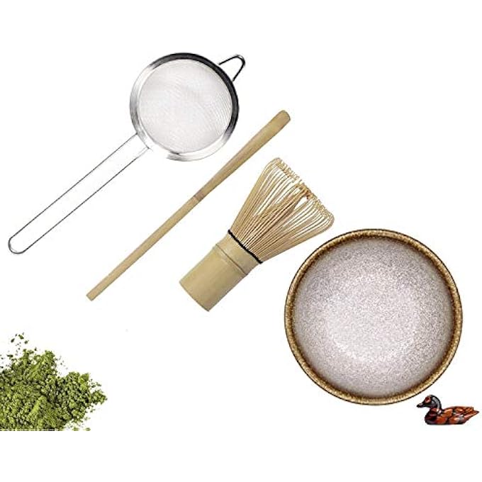 Unity Nother Japanese Matcha Whisk Set Matcha Tea Ceremony Set Matcha Whisk Chasen Traditional Scoop Chashaku Scoop Holder Tea Sifter And Ceramic Matcha Bowls5 Pcs - Image 3