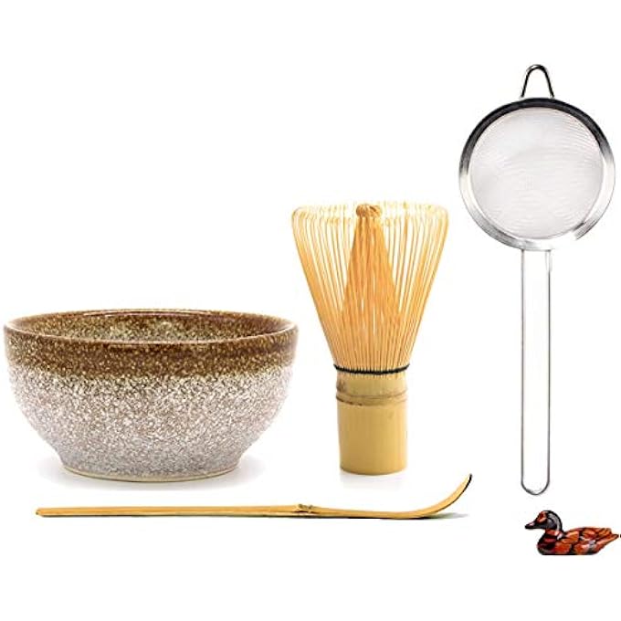Unity Nother Japanese Matcha Whisk Set Matcha Tea Ceremony Set Matcha Whisk Chasen Traditional Scoop Chashaku Scoop Holder Tea Sifter And Ceramic Matcha Bowls5 Pcs - Image 1