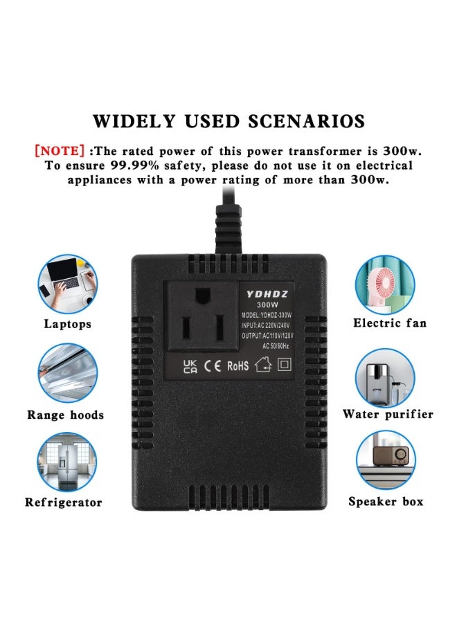300W Step Down Transformer, 220 v to 110v (UK Plug) Voltage Converter, Travel Power Adapter for WIFI, POS Machine, Power Bank, Hair Straightener, TVs, Laptops - Image 4