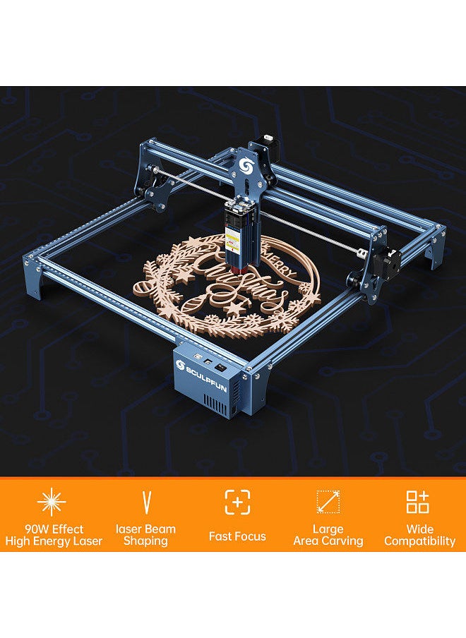 SCULPFUN - S9 Laser Engraving Machine Ultra-thin Laser Beam Shaping Technology High-precision Wood Acrylic Laser Engraver Cutting Machine 410x420mm Engraving Area Full Metal Structure Quick Assembly Design - Image 1