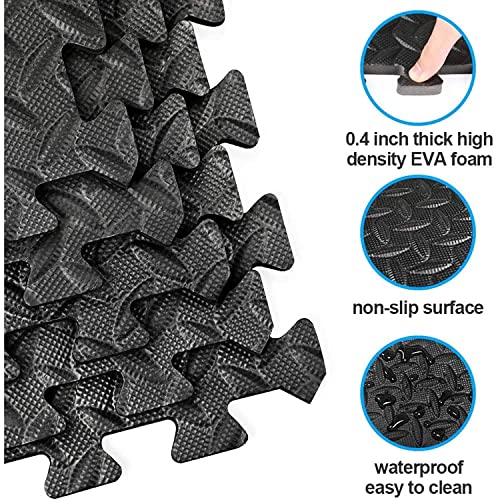 SIGNATRON Exercise Mat Puzzle Gym Mat Interlocking Foam Mats EVA Foam Floor Tiles with Protective Flooring for Gym Equipment Workouts, 12mm Thick (Brown - Black 12mm, 8 Tiles - 32 Square Feet) - Image 5