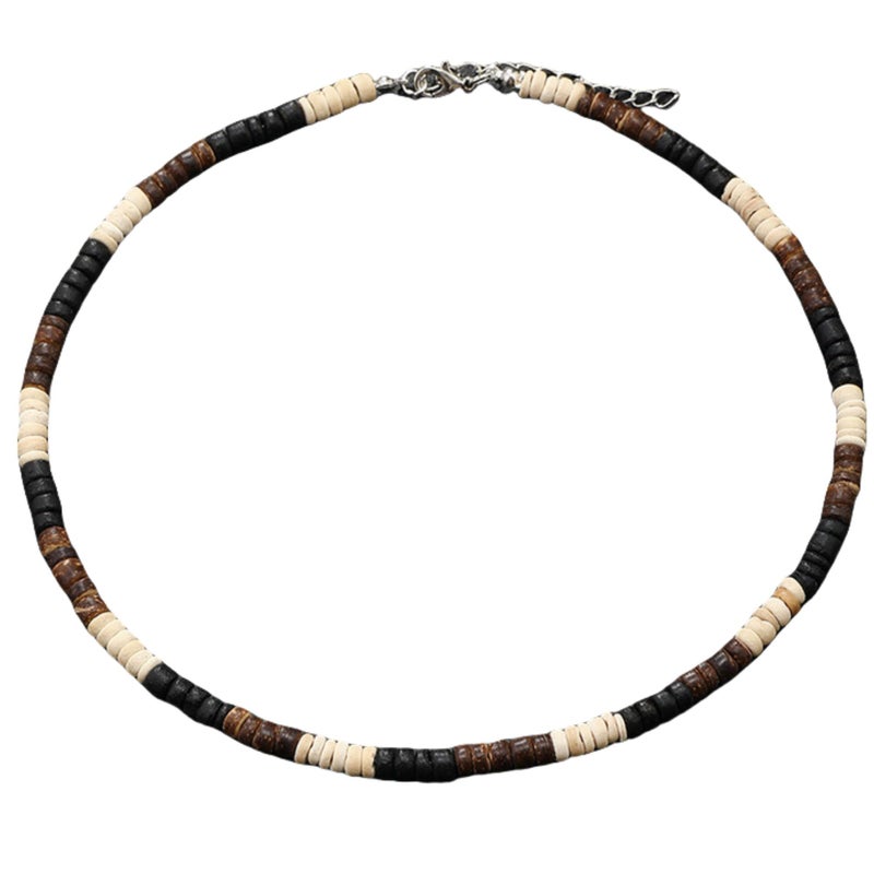 Adoshine Puka Shell Necklace for Men & Women, Coffee + White + Black, Unisex, Choker, Beaded, Coastal, Men's Jewelry - Image 1