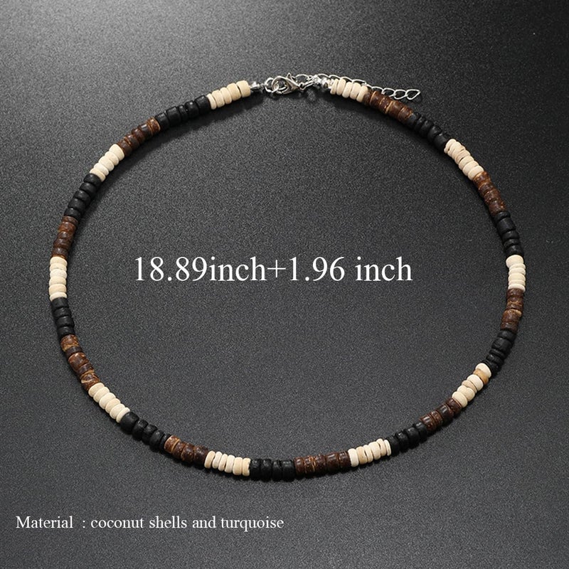 Adoshine Puka Shell Necklace for Men & Women, Coffee + White + Black, Unisex, Choker, Beaded, Coastal, Men's Jewelry - Image 2