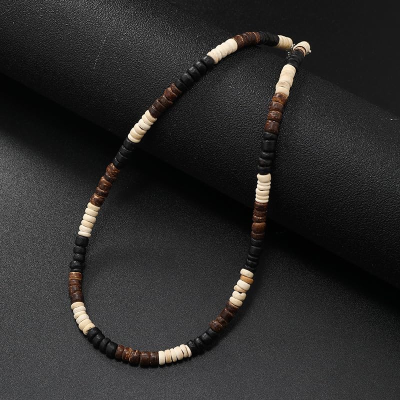 Adoshine Puka Shell Necklace for Men & Women, Coffee + White + Black, Unisex, Choker, Beaded, Coastal, Men's Jewelry - Image 3