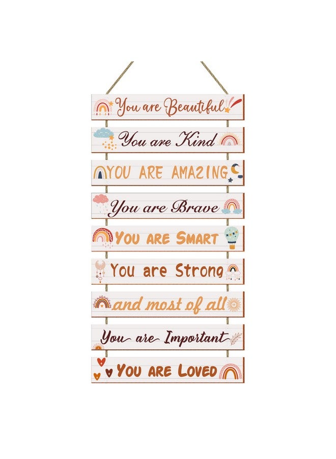 UBTKEY Boho Rainbow Room Decor - 9 Piece Set, Inspirational Wall Decor Hanging Plaques for Nursery & Princess Bedroom - Image 1