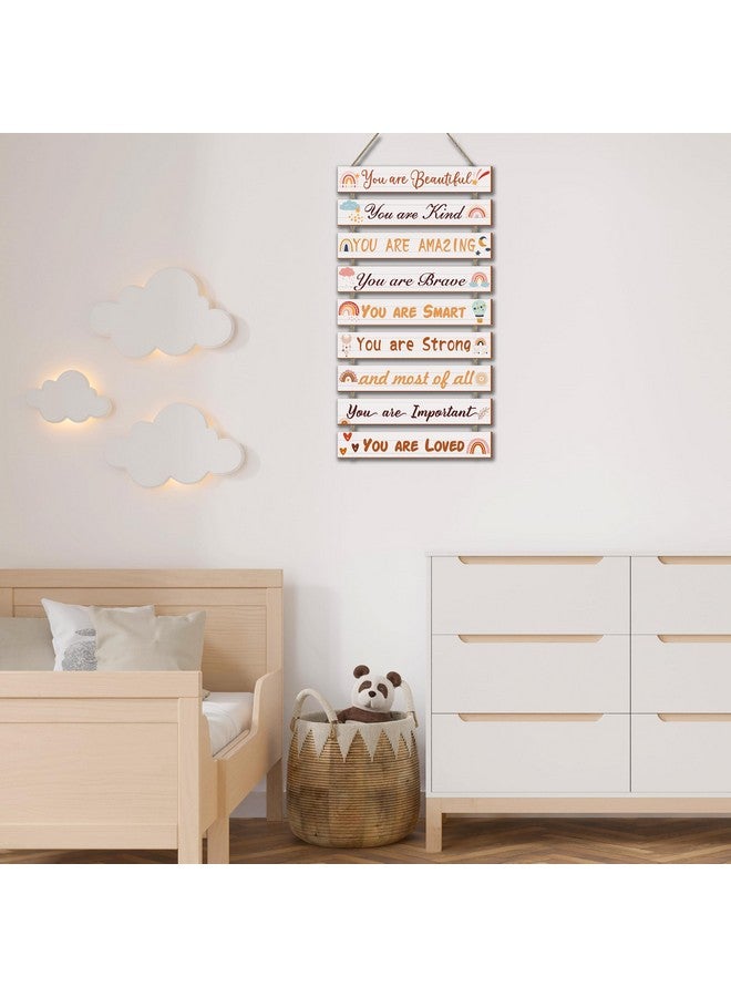 UBTKEY Boho Rainbow Room Decor - 9 Piece Set, Inspirational Wall Decor Hanging Plaques for Nursery & Princess Bedroom - Image 2
