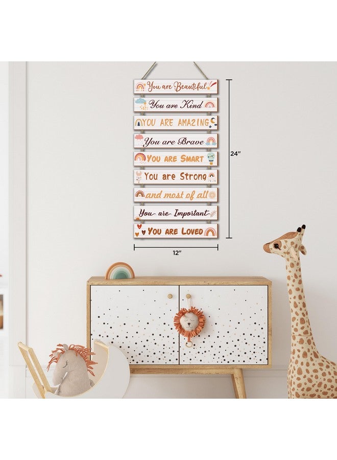 UBTKEY Boho Rainbow Room Decor - 9 Piece Set, Inspirational Wall Decor Hanging Plaques for Nursery & Princess Bedroom - Image 3