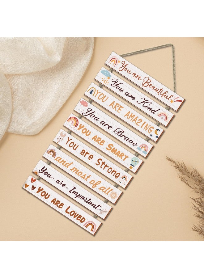 UBTKEY Boho Rainbow Room Decor - 9 Piece Set, Inspirational Wall Decor Hanging Plaques for Nursery & Princess Bedroom - Image 4