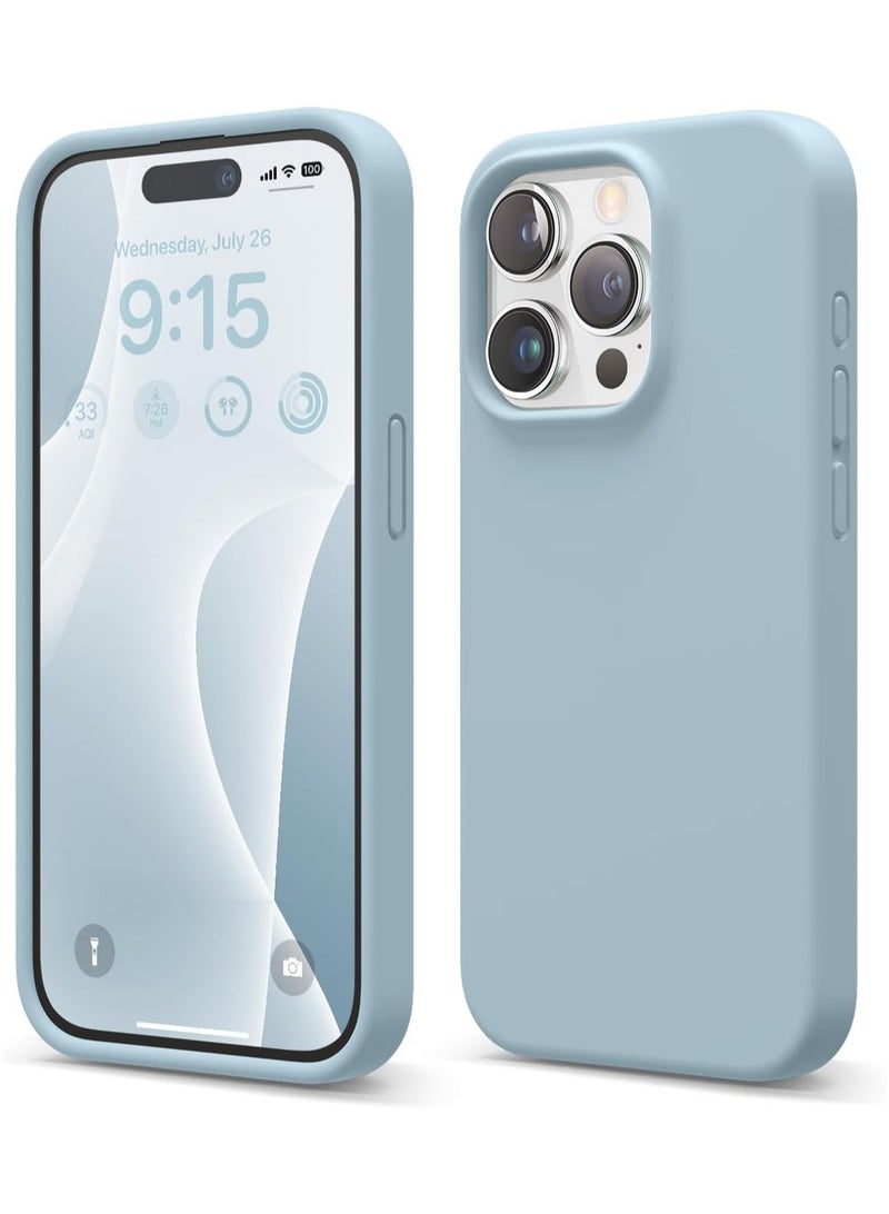 elago Liquid Silicone for iPhone 15 PRO case cover Full Body Protection, Shockproof, Slim, Anti-Scratch Soft Microfiber Lining - Sky Blue - Image 1