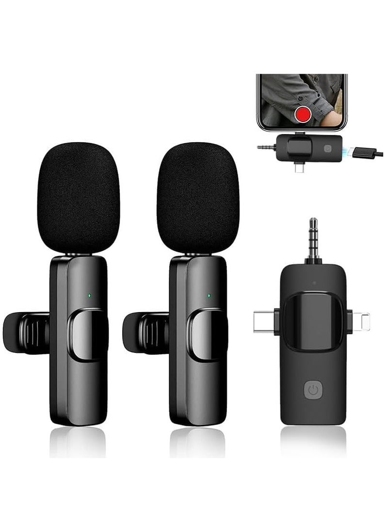 Anmi - Wireless Lavalier Microphone compatible with iPhone, Laptop, Computer, Android Phone, Camera – 3 in1 Wireless Receiver+ Mics for Podcast, Video Recording (3in1+2mics) - Image 1