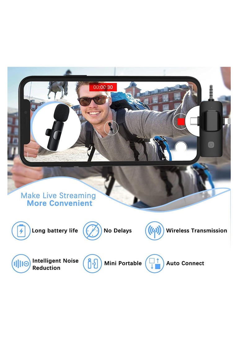 Anmi - Wireless Lavalier Microphone compatible with iPhone, Laptop, Computer, Android Phone, Camera – 3 in1 Wireless Receiver+ Mics for Podcast, Video Recording (3in1+2mics) - Image 1