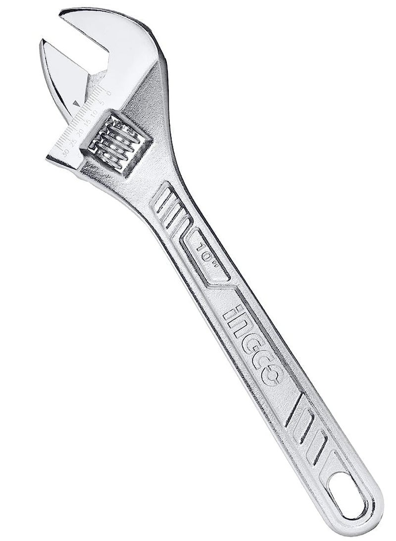 INGCO 10 Inch Adjustable Wrench Extra Wide Jaw Opening Shifter Movable Spanners Heat Treated Chrome Plated Drop Forged Diy Wrench Hadw131102