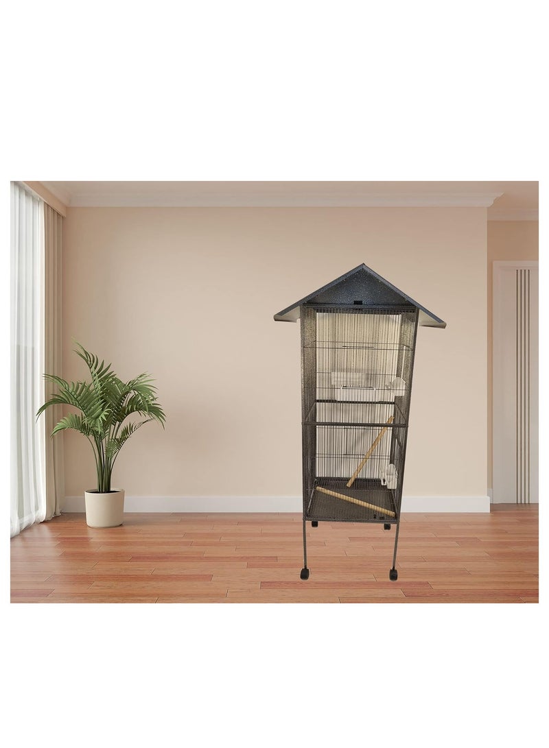 أن ان سي بيتس قفص طيور، قفص معدني للطيور مع حامل، صندوق طعام، قفص ببغاوات، قرية الطيور، بيت الطيور، للاستخدام الداخلي، قفص ترفيهي، سهل التجميع، متعدد الألوان، ارتفاع 160 سم - Image 5