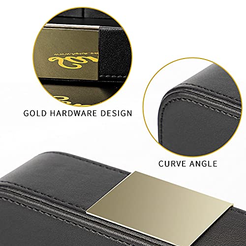 SANZIE Luxury Leather Tray Desktop Storage Catchall Organizer Decorative Tray for Entryway Table to Hold Jewelry Watch Keys Phone Wallet (Metal Glided, Black) - Image 5