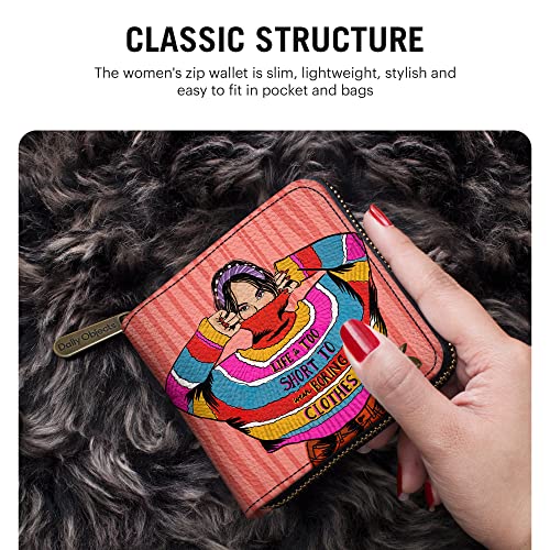 DailyObjects Colourblock Jumper Women's Zip Wallet | Made with Vegan Leather - Holds up to 8 Cards - Slim and Easy to Fit in Pocket -Coin Pocket with Button Closure- Multicolour - Image 5