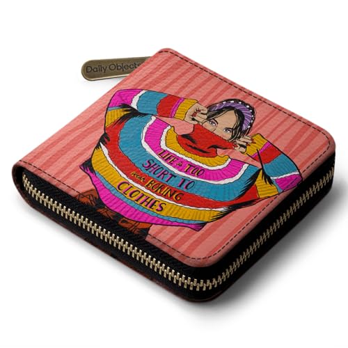 DailyObjects Colourblock Jumper Women's Zip Wallet | Made with Vegan Leather - Holds up to 8 Cards - Slim and Easy to Fit in Pocket -Coin Pocket with Button Closure- Multicolour - Image 1