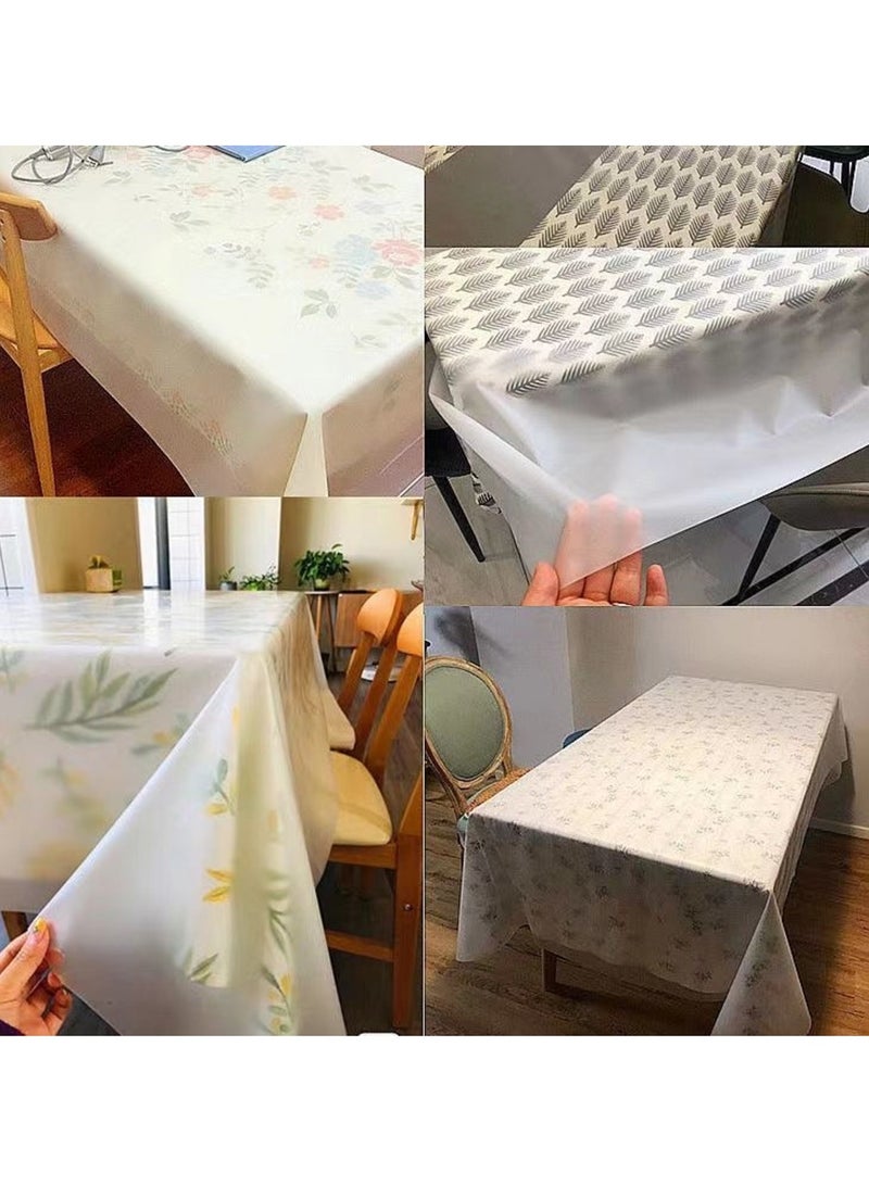 Waterproof Semi-Transparent Frosted Tablecloth, Soft PVC Oil-Proof Heat-Resistant Dining Table Cover, Easy to Clean, Reusable Large Area Plastic Table Protector for Daily Meals & Gatherings(1.5*1.5m/1.5m*2.5m)  - Image 4