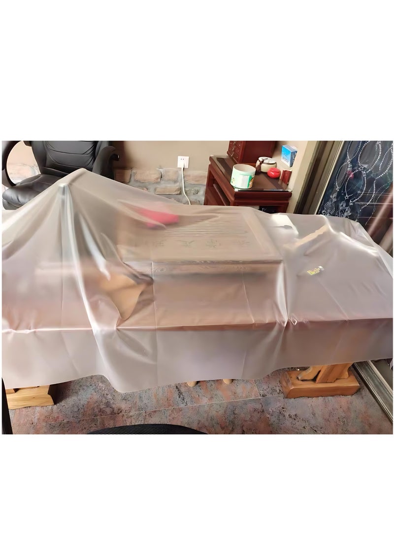 Waterproof Semi-Transparent Frosted Tablecloth, Soft PVC Oil-Proof Heat-Resistant Dining Table Cover, Easy to Clean, Reusable Large Area Plastic Table Protector for Daily Meals & Gatherings(1.5*1.5m/1.5m*2.5m)  - Image 5
