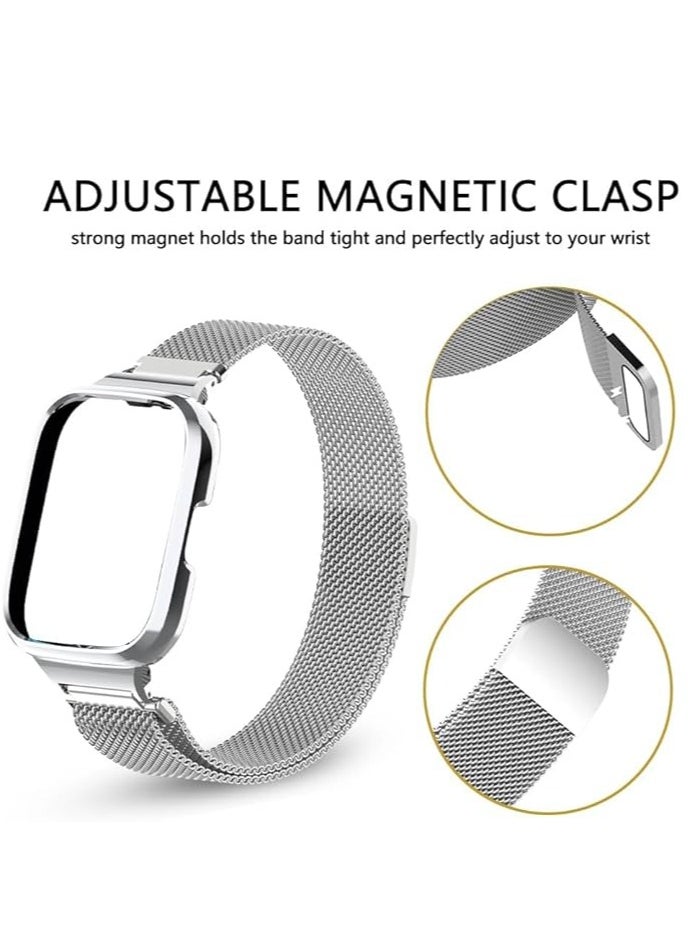حزام معدني من الفولاذ المقاوم للصدأ متوافق مع Xiaomi Redmi Watch 3 فقط - غير متوافق مع Redmi Watch 3 Active، غير متوافق مع Redmi Watch 3 Lite