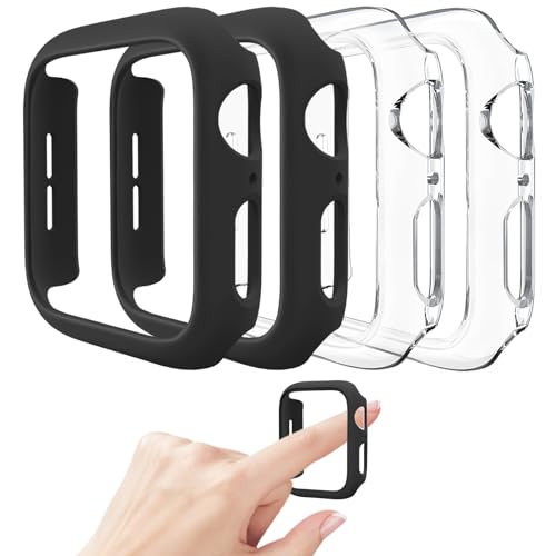 Mugust 4 Pack Hard PC Bumper Case Compatible with Apple Watch SE (2nd Gen) Series 6 5 4 SE 44mm Without Glass Screen Protector, Ultra-Thin Scratch Resistant Edge Frame Cover for iWatch 44mm - Image 1