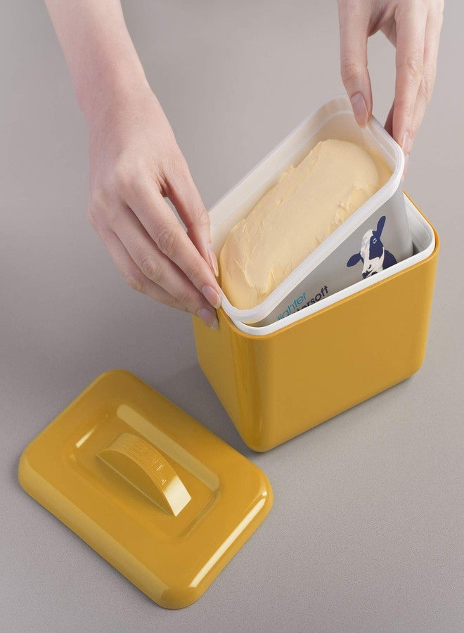Zeal Melamine Double-Walled Insulated Butter Dish with Lid-Mustard - Image 3