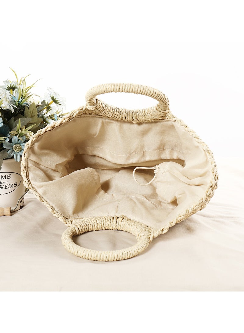 KUYING New Minimalist Style Hand-Held Semi-Circular Grass Woven Bag  - Image 3