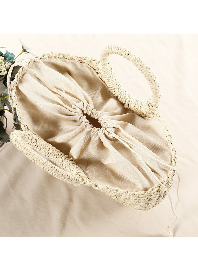 KUYING New Minimalist Style Hand-Held Semi-Circular Grass Woven Bag  - Image 2