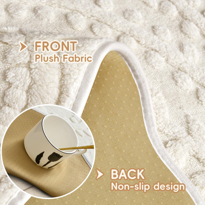 Arfntevss Couch Cover for Dogs Boho Plush Washable Sofa Covers for 3 Cushion Couch Pet Friendly Fuzzy Slipcovers 3 Seat Anti-Slip Sectional Furniture Protector (Plush Vines Cream White, 35.5" x 71") - Image 4