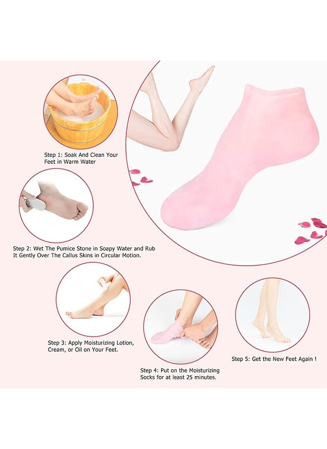 HY - Waterproof Silicone Socks for Women, Moisturizing Foot Socks, Soft Gel Socks, Aloe Socks, Women Spa Pedicure Socks for Repairing Dry Feet, Cracked Heel and Softening Rough Skin, Calluses - Image 1