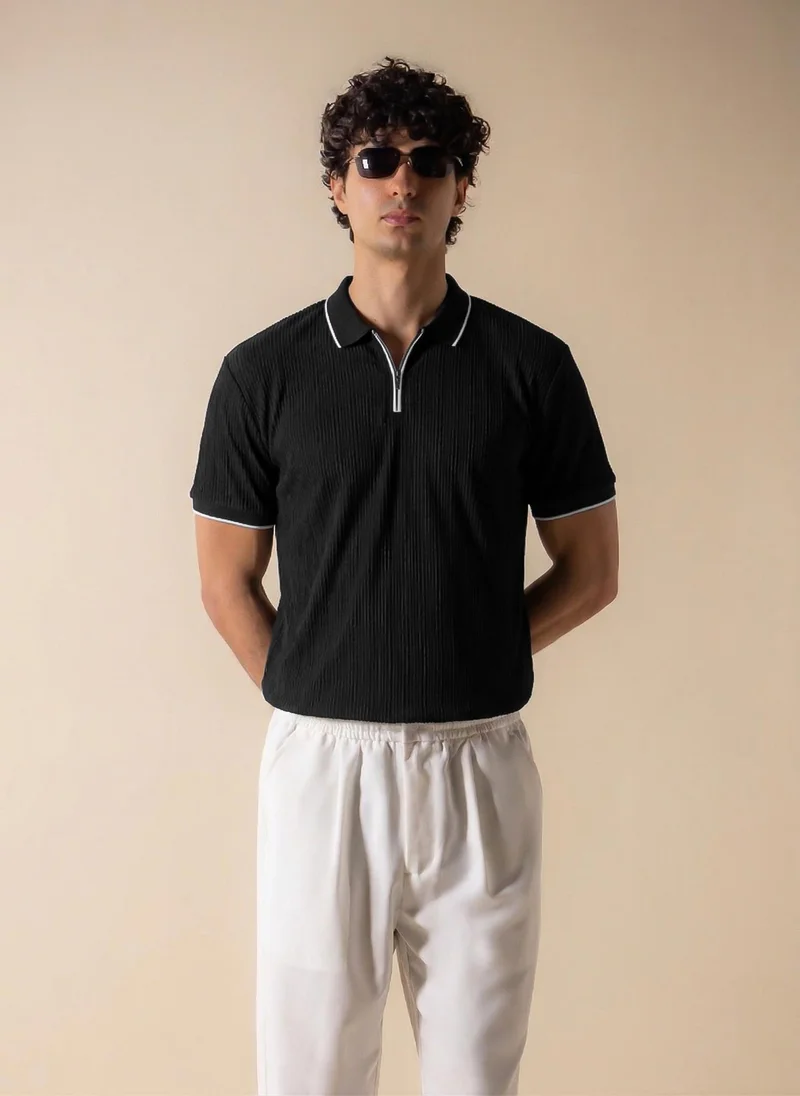 SHAPES SLIM CONTRAST RIB POLO SHIRT