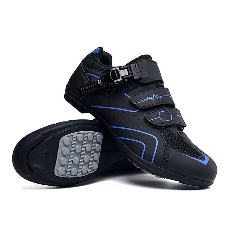 Generic 2023 Spring and Summer Sports Outdoor Cycling Shoes Road Mountain Bike Cycling Shoes with Lock Bicycle Shoes Casual Shoes Black blue rubber sole 