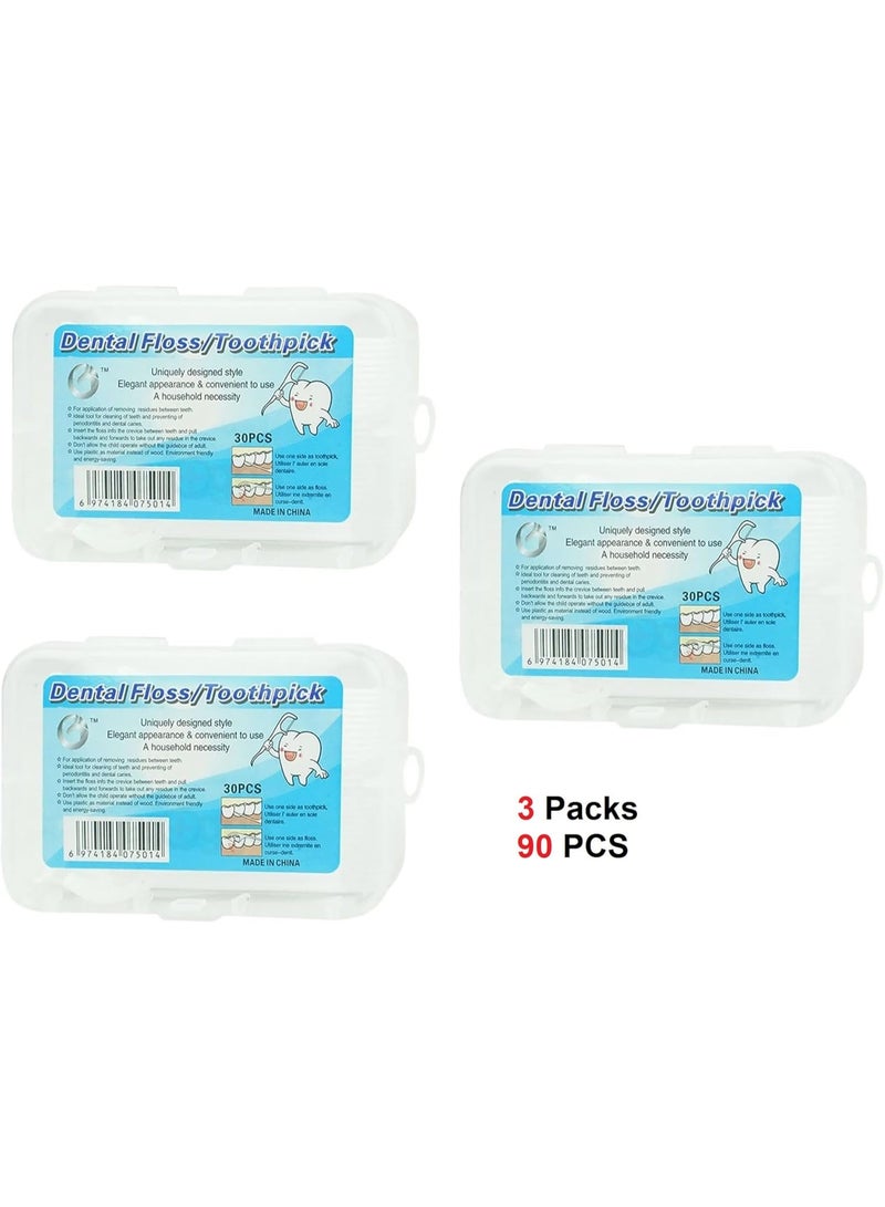 Dental Flosser for Teeth Cleaning and Gum Care, 90 Pieces (3 Packs), Removes Plaque & Prevents Cavities - Portable Floss Picks for Fresh Breath - multicolor - Image 2