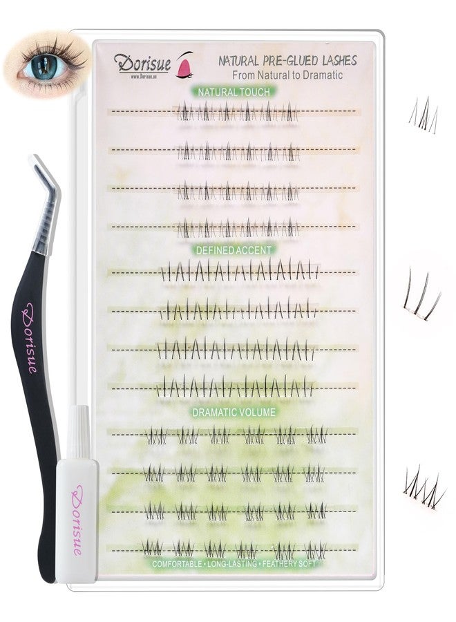 Dorisue 3-Style Self-Adhesive Lower Lash Clusters - 88 Pieces No Glue Needed Bottom Eyelashes Pre-Glued Natural Volume Under Eye Extensions DIY Kit - Image 1