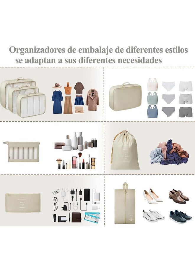 Yarazora 8pcs Travel Organizer Bags, Travel Suitcase Organizers, Waterproof Luggage Organizer in Various Sizes, Multipurpose Travel Organizer Kit for Clothes Shoes Cosmetics (Beige)  - Image 4