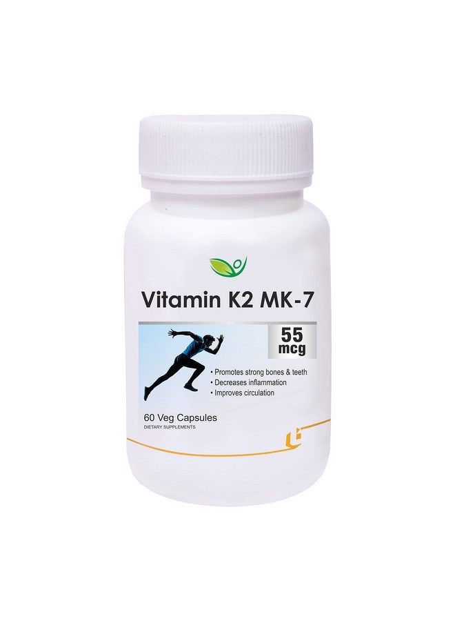 Biotrex Nutraceuticals Vitamin K2 as MK-7 55mcg - K2 MK7 Supplement for Bone and Heart Support - Vit K2 MK7 Formula - K2 Supplements for Daily Wellness - 60 Veg Capsules - Image 1