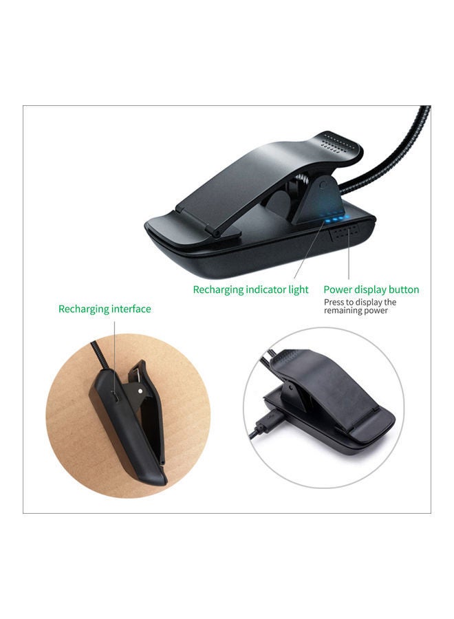 NIBEMINENT 9-LED Rechargeable Clip-On Reading Light With 3 Colour Temperature And Brightness Black - Image 4