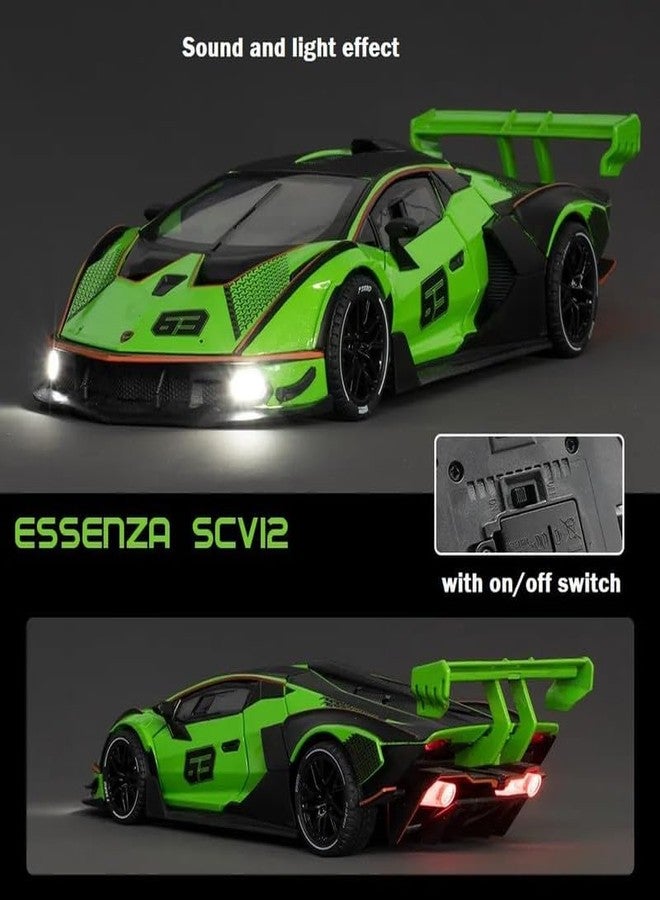 QQ Show سيارة لعبة QQ Show Play Boy 1:24 Lambo SCV12 مصنوعة من سبيكة معدنية مصبوبة، تعمل بنظام السحب للخلف، مزودة بأبواب قابلة للفتح وإضاءة وموسيقى، مناسبة للأطفال (متعددة الألوان). - Image 5