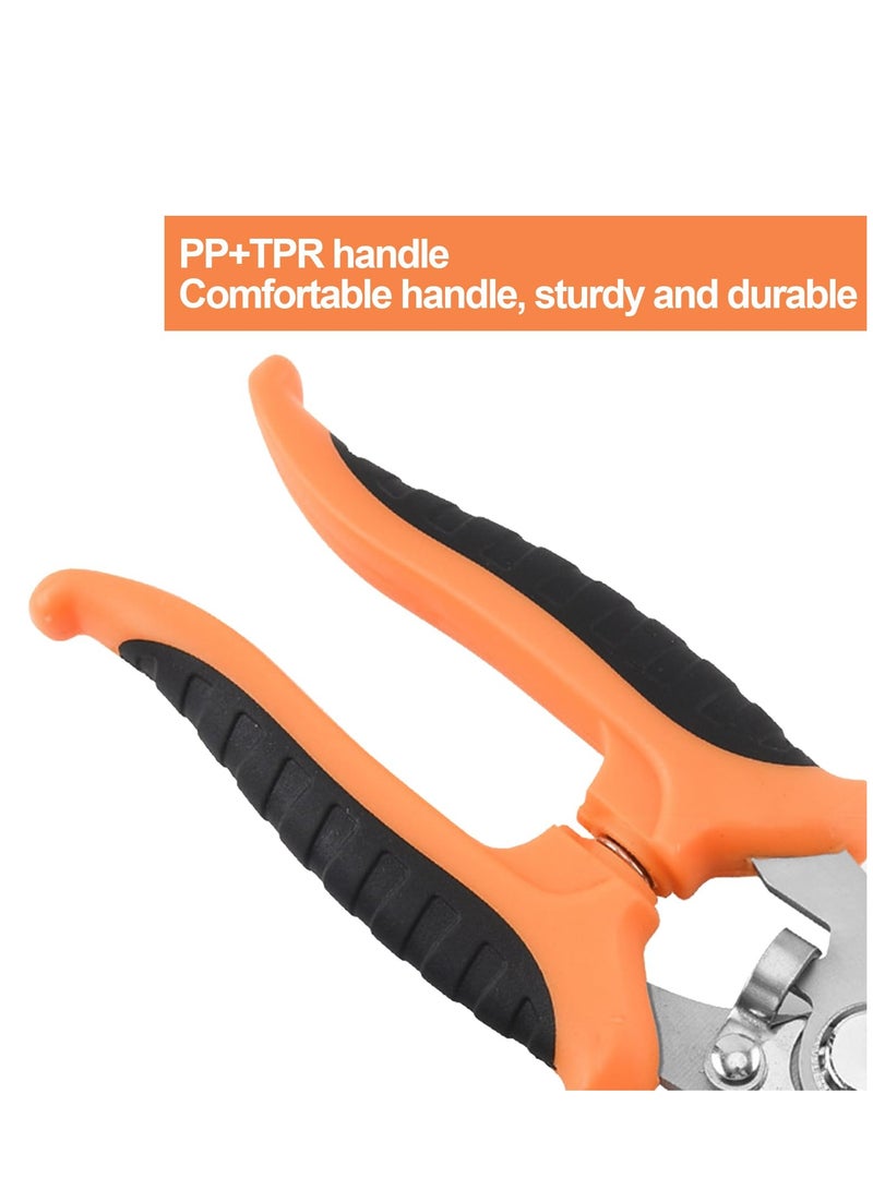 SYOSI Pruning Shears, Curved Blade Gardening Hand Pruner Pruning Shear, Garden Secateurs Stainless Steel, Professional Pruning Scissors with Spring-Loaded Grip Handles, for Plants, Hedges, and Flowers  - Image 3