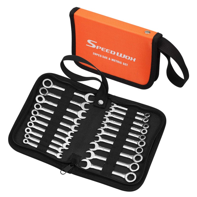 SPEEDWOX 20-Piece Mini Combination Wrench Set, High Carbon Steel, Silver - Image 1