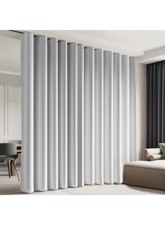 cbsroro Room Divider Blackout Curtain Track Curtains Wall Dividers Panels Screen for Living Rooms Bedroom Office Privacy Partition Separation, W100 × L96 Inch,1 Panel, White - Image 1