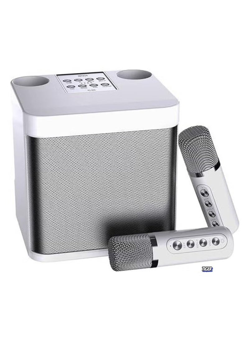 TIGER Portable Mini Karaoke Machine for Adults & Kids | Wireless Bluetooth Speaker with 2 Microphones | Ideal for Home Entertainment, Parties & Family Singing | Compact PA System for Indoor & Outdoor Use (Off White) - Image 1